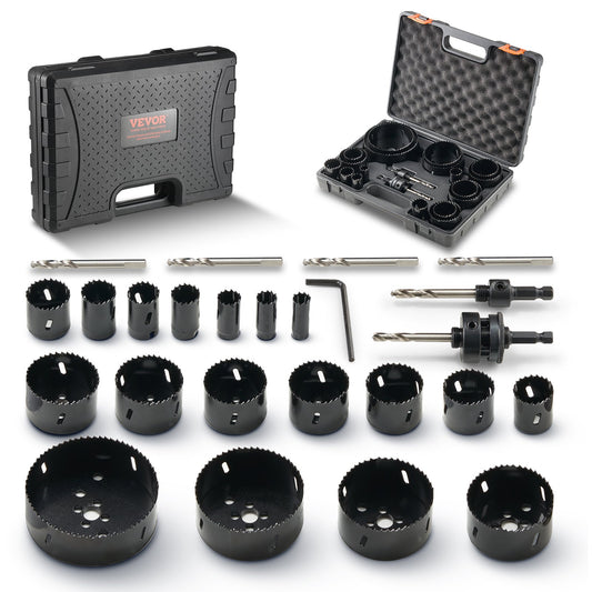 VEVOR Hole Saw Kit, 18 PCS Saw Blades, 6 Drill Bits, 1 Hex Wrench, Bi Metal M42