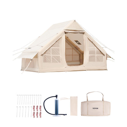 VEVOR Inflatable Tent for Camping 3-5 Person Glamping Tent with Pump Easy Set up