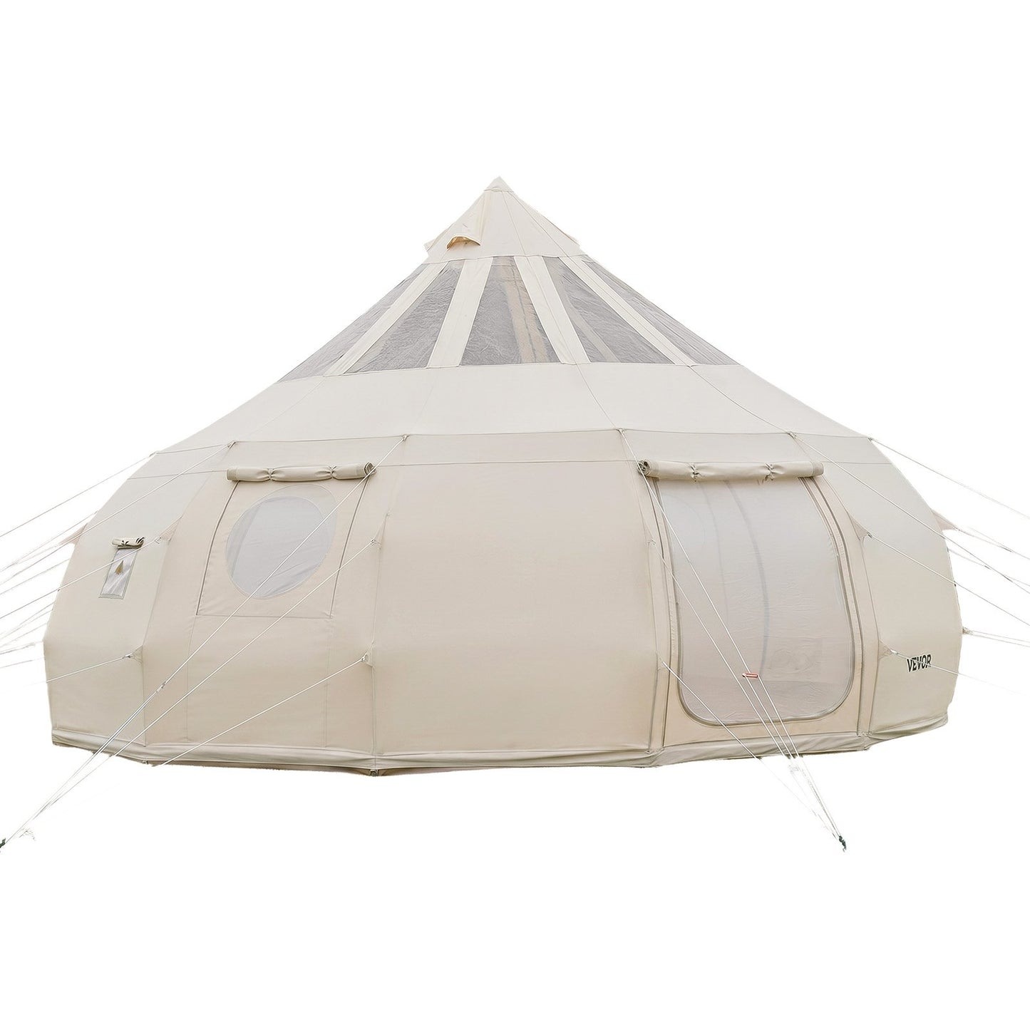 Canvas Bell Tent, 4 Seasons 5 m Yurt Tent for Camping with Stove Jack, Poly-Cotton Canvas, Breathable Holds up to 12 People with Rain Cover, for Family Camping Glamping Outdoor Hunting Party