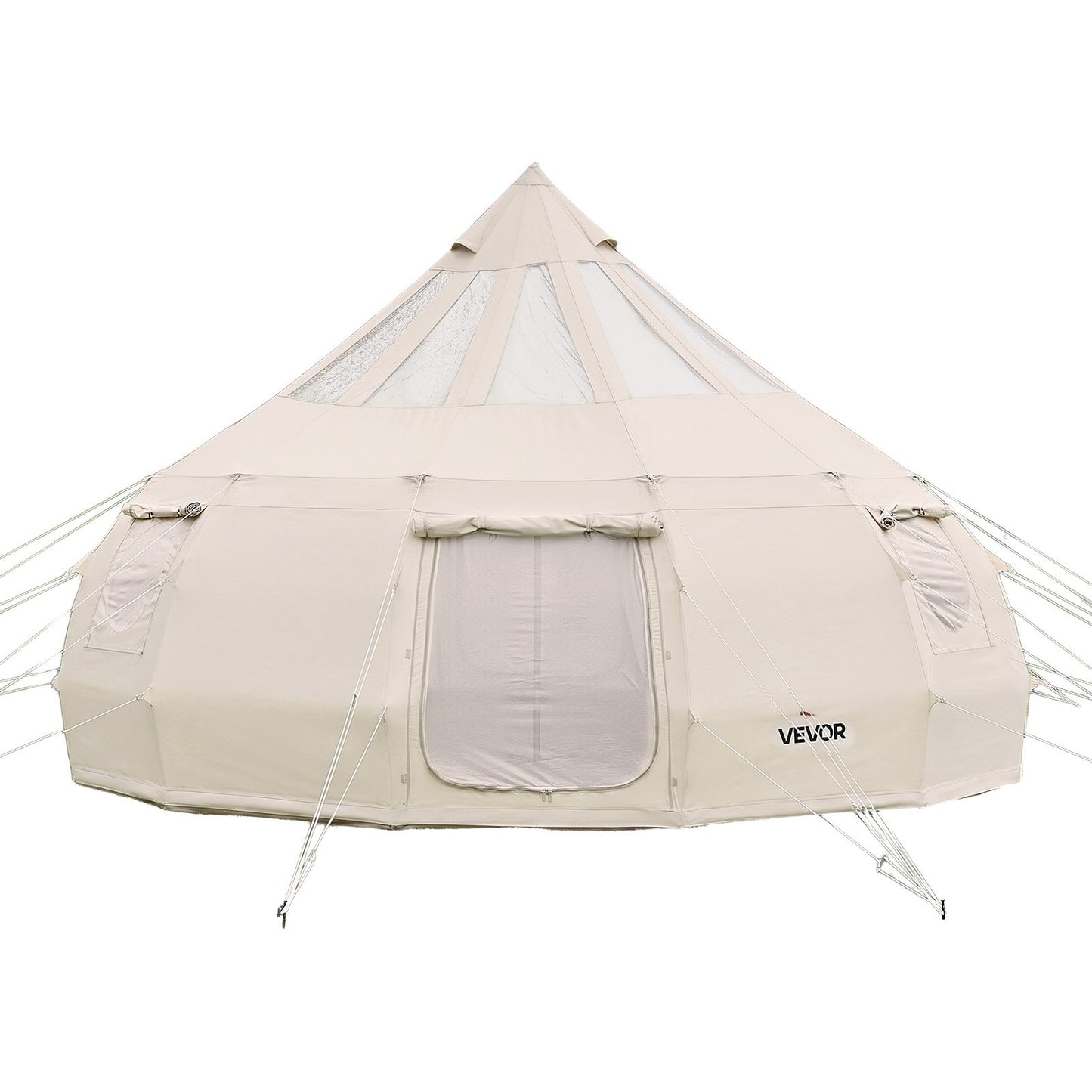 Canvas Bell Tent, 4 Seasons 5 m Yurt Tent for Camping with Stove Jack, Poly-Cotton Canvas, Breathable Holds up to 12 People with Rain Cover, for Family Camping Glamping Outdoor Hunting Party