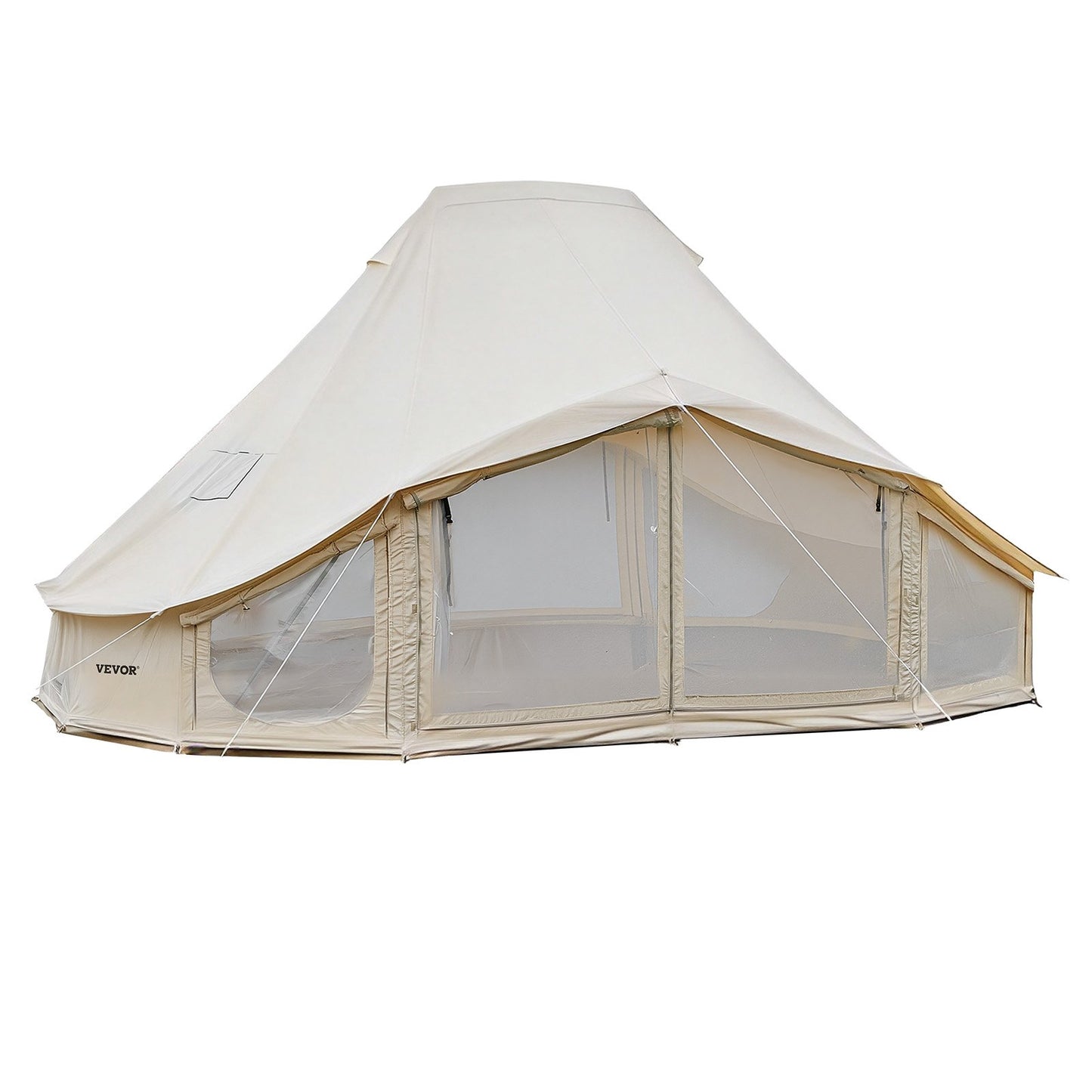 Canvas Bell Tent, 4 Seasons 6 x 4 x 3.1 m Yurt Tent for Camping with Stove Jack, Poly-Cotton Breathable Holds up to 12 People with Rain Cover, for Family Camping Glamping Outdoor Hunting Party