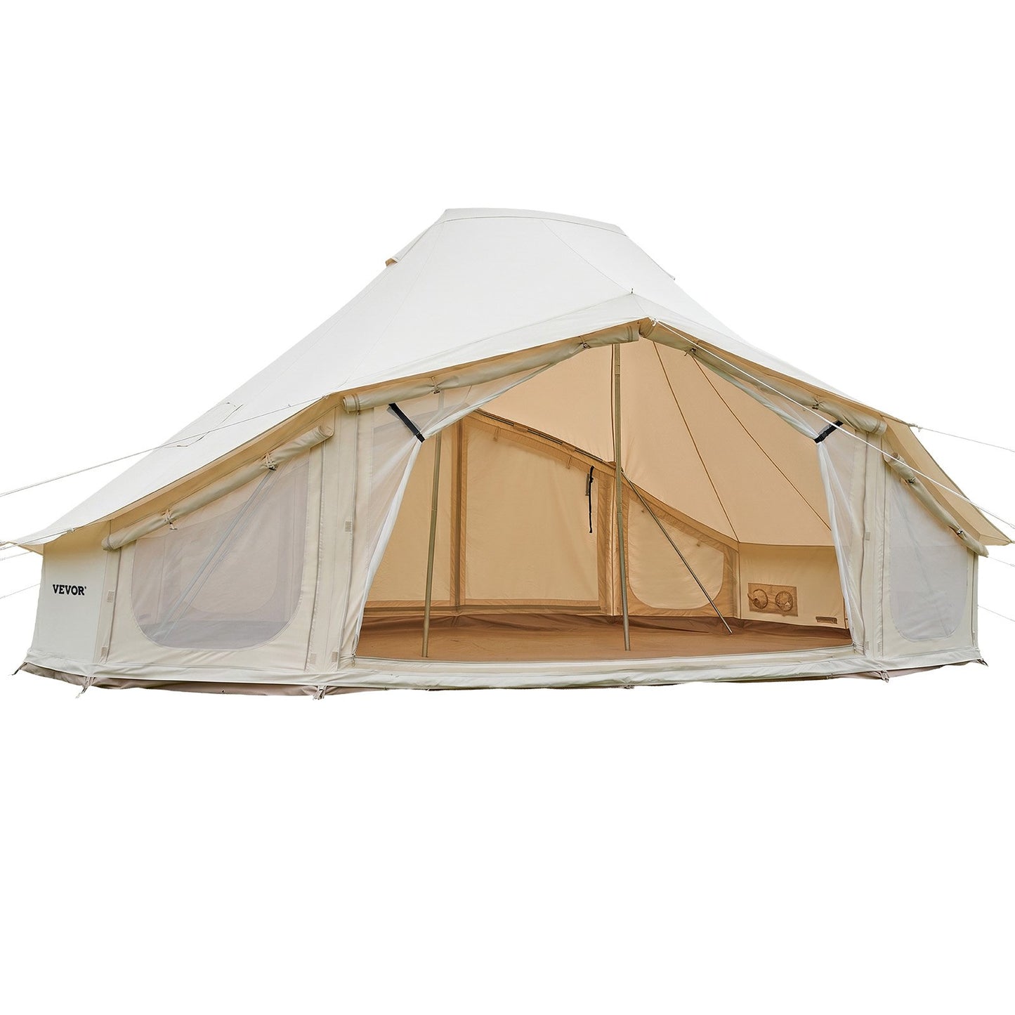 Canvas Bell Tent, 4 Seasons 6 x 4 x 3.1 m Yurt Tent for Camping with Stove Jack, Poly-Cotton Breathable Holds up to 12 People with Rain Cover, for Family Camping Glamping Outdoor Hunting Party