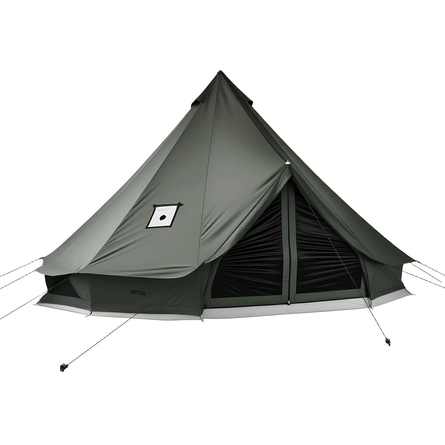 Canvas Bell Tent, 4 Seasons 5 m Yurt Tent for Camping with Stove Jack, Canvas Breathable Holds up to 7 People with Zipped Detachable Floor, for Family Camping Glamping Outdoor Hunting Party