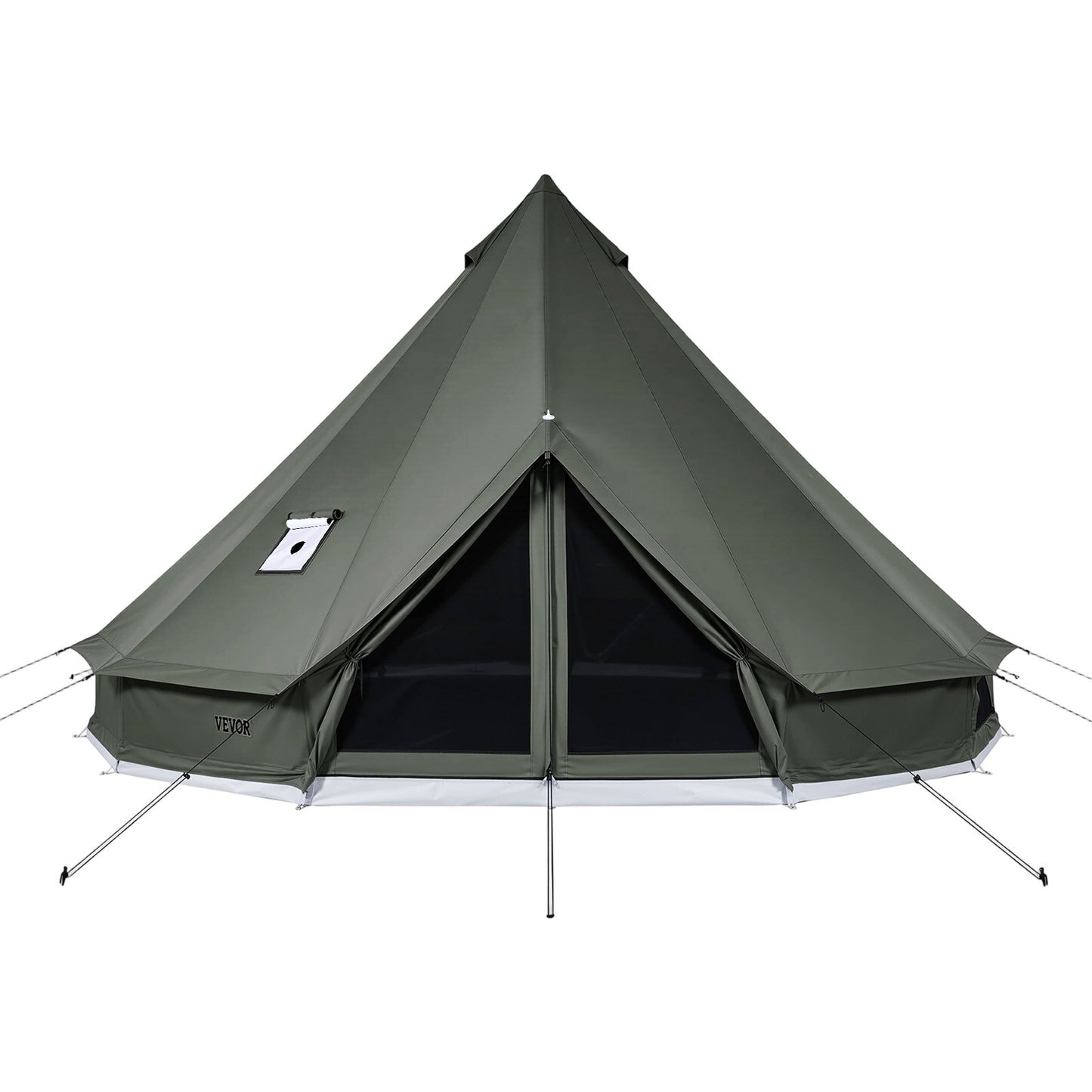 Canvas Bell Tent, 4 Seasons 5 m Yurt Tent for Camping with Stove Jack, Canvas Breathable Holds up to 7 People with Zipped Detachable Floor, for Family Camping Glamping Outdoor Hunting Party