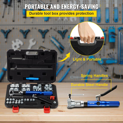 Hydraulic Flaring Tool Kit, 45° Double Flaring, Brake Flare Tool Set, 32 PCS