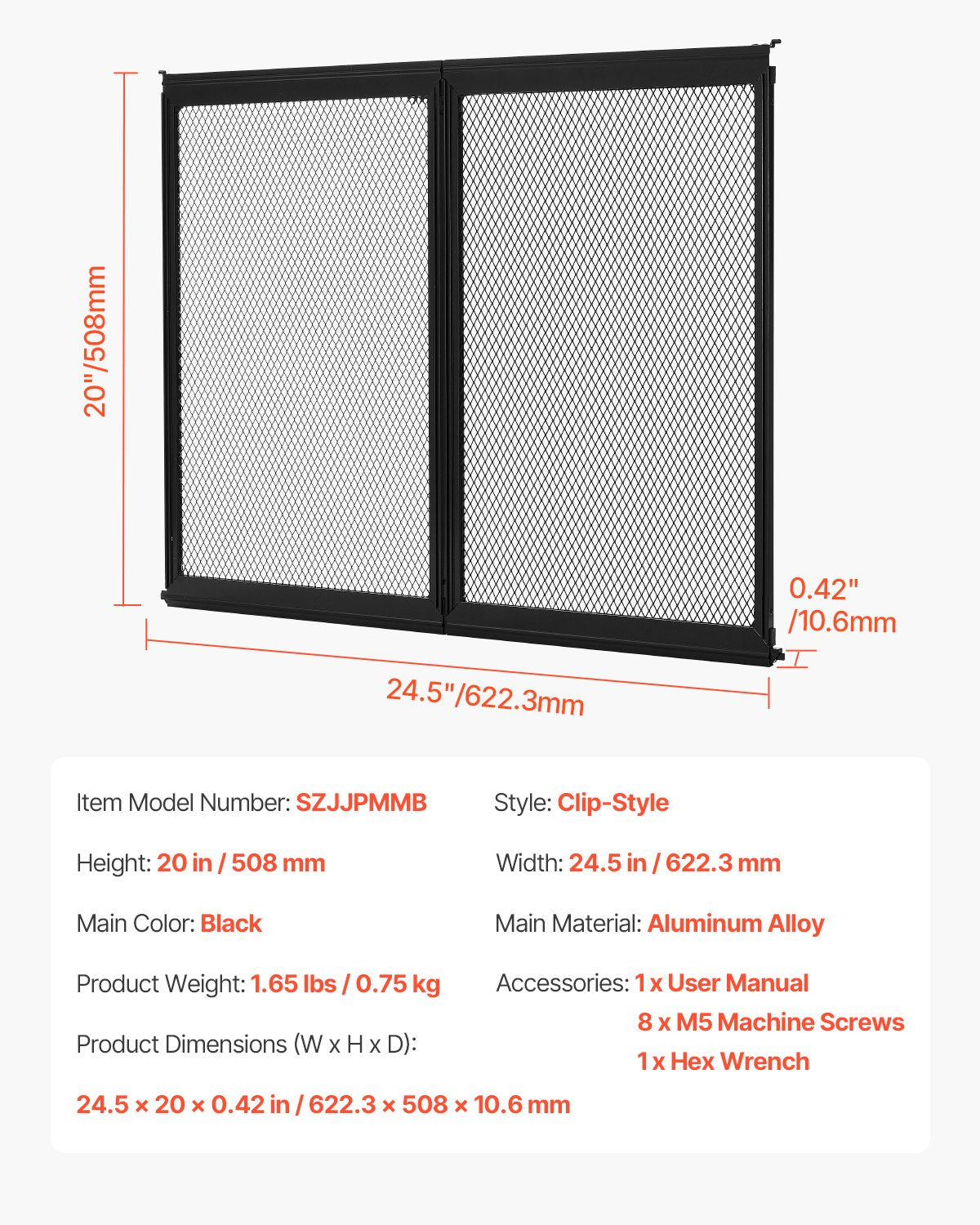 RV Screen Door Protector,  622.3 x 508 mm Door Grille, Easy to Install and Disassemble, Reinforced Breathable Protective Mesh, Aluminum Alloy Camper RV Entry Protector for Pet Protection, Black