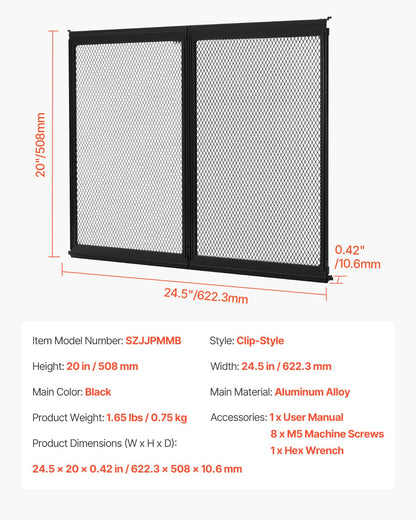 RV Screen Door Protector,  622.3 x 508 mm Door Grille, Easy to Install and Disassemble, Reinforced Breathable Protective Mesh, Aluminum Alloy Camper RV Entry Protector for Pet Protection, Black
