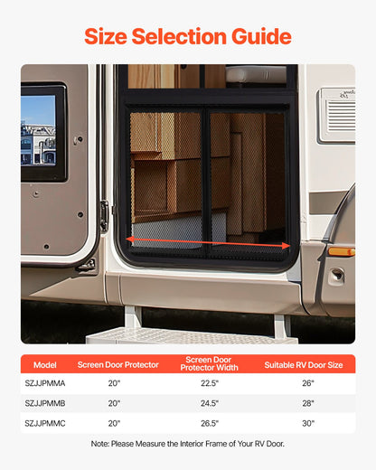 RV Screen Door Protector, 571.5 x 508 mm Door Grille, Easy to Install and Disassemble, Reinforced Breathable Protective Mesh, Aluminum Alloy Camper RV Entry Protector for Pet Protection, Black