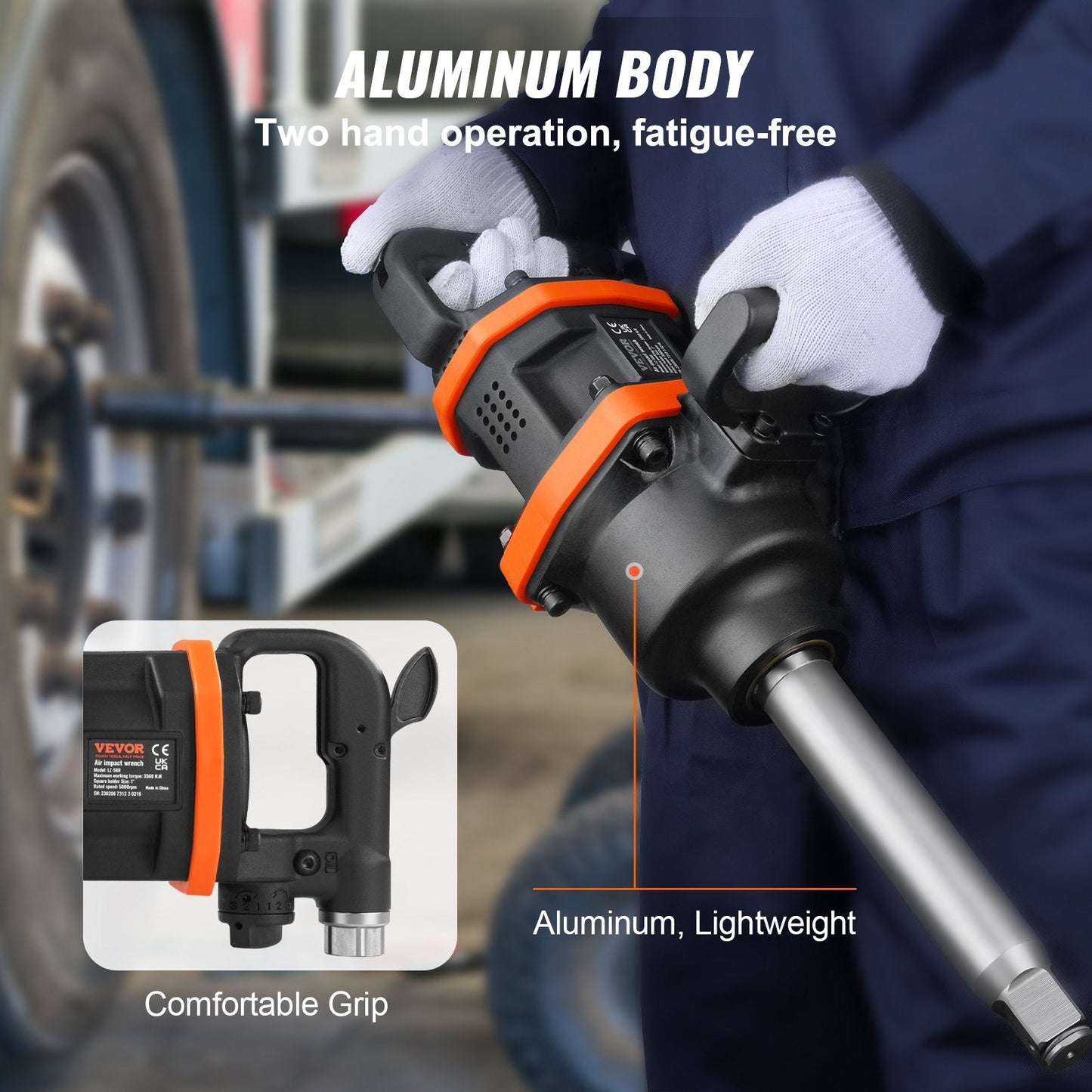 Heavy Duty 0.025m Air Impact Wrench with 4285 Nm Torque & Extended Anvil
