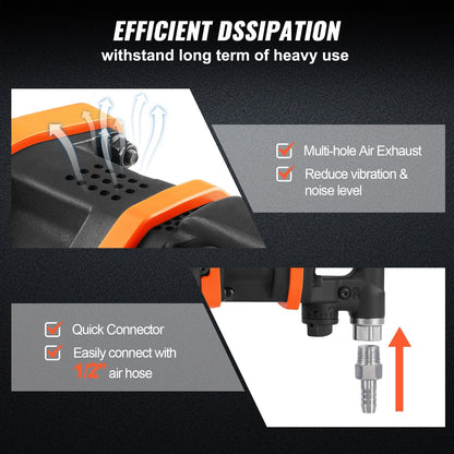 Heavy Duty 0.025m Air Impact Wrench with 4285 Nm Torque & Extended Anvil