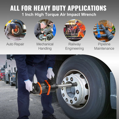 Heavy Duty 0.025m Air Impact Wrench with 4285 Nm Torque & Extended Anvil