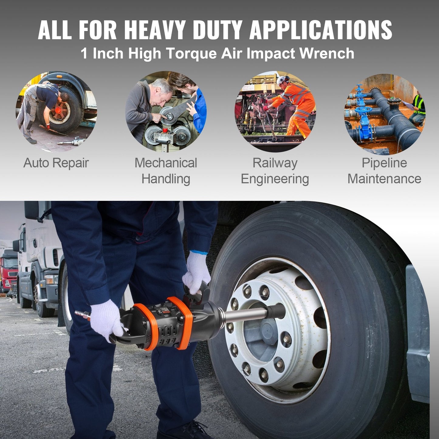 1 Meter Air Impact Wrench, 2347 kg Reverse Torque, 0.2 Meter Anvil, Pneumatic Tool