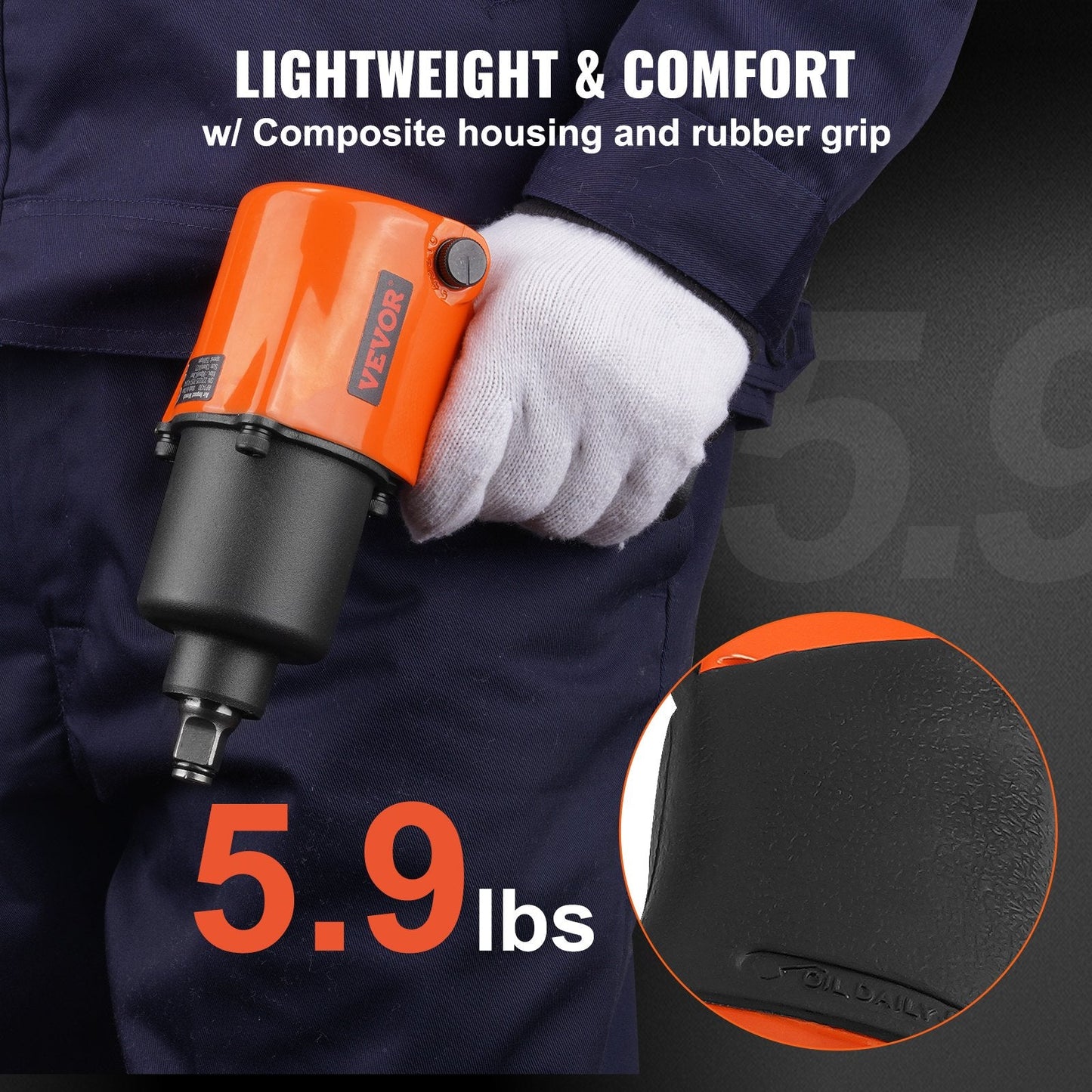 High-Torque 1.3m Drive Air Impact Wrench, 880 ft-lb for Auto Repairs