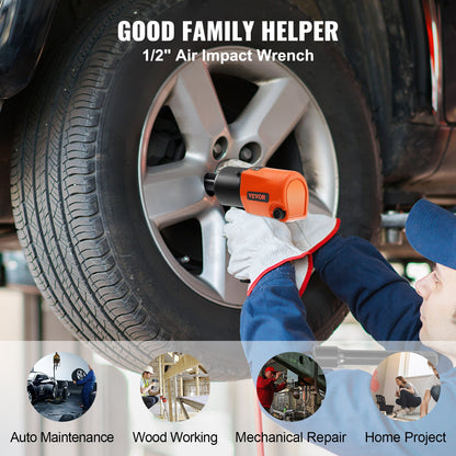 VEVOR Air Impact Wrench, 1/2" Drive Air Impact Gun Up to 880ft-lbs Nut-busting Torque,