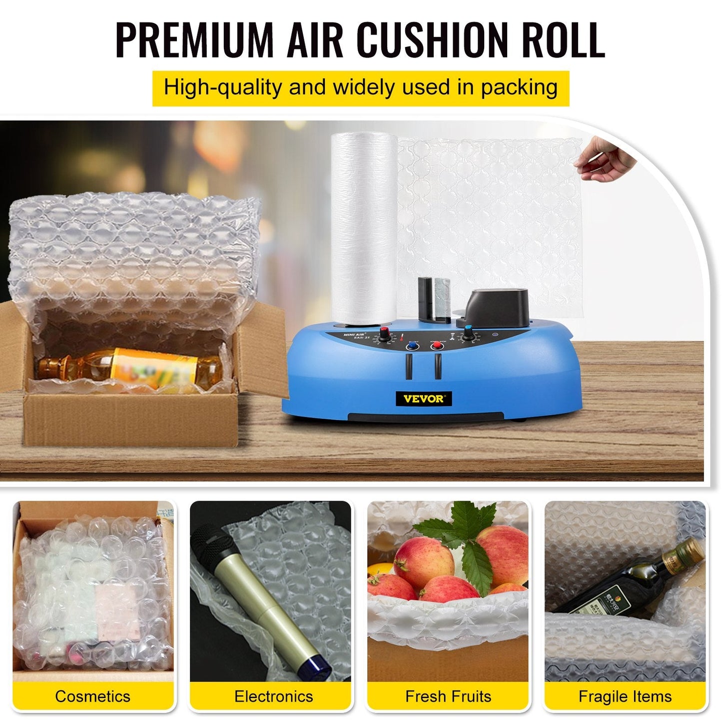 Air Pillow Bubble Bags Film Roll, 300m x 0.4m, 60kg Capacity, HDPE Material