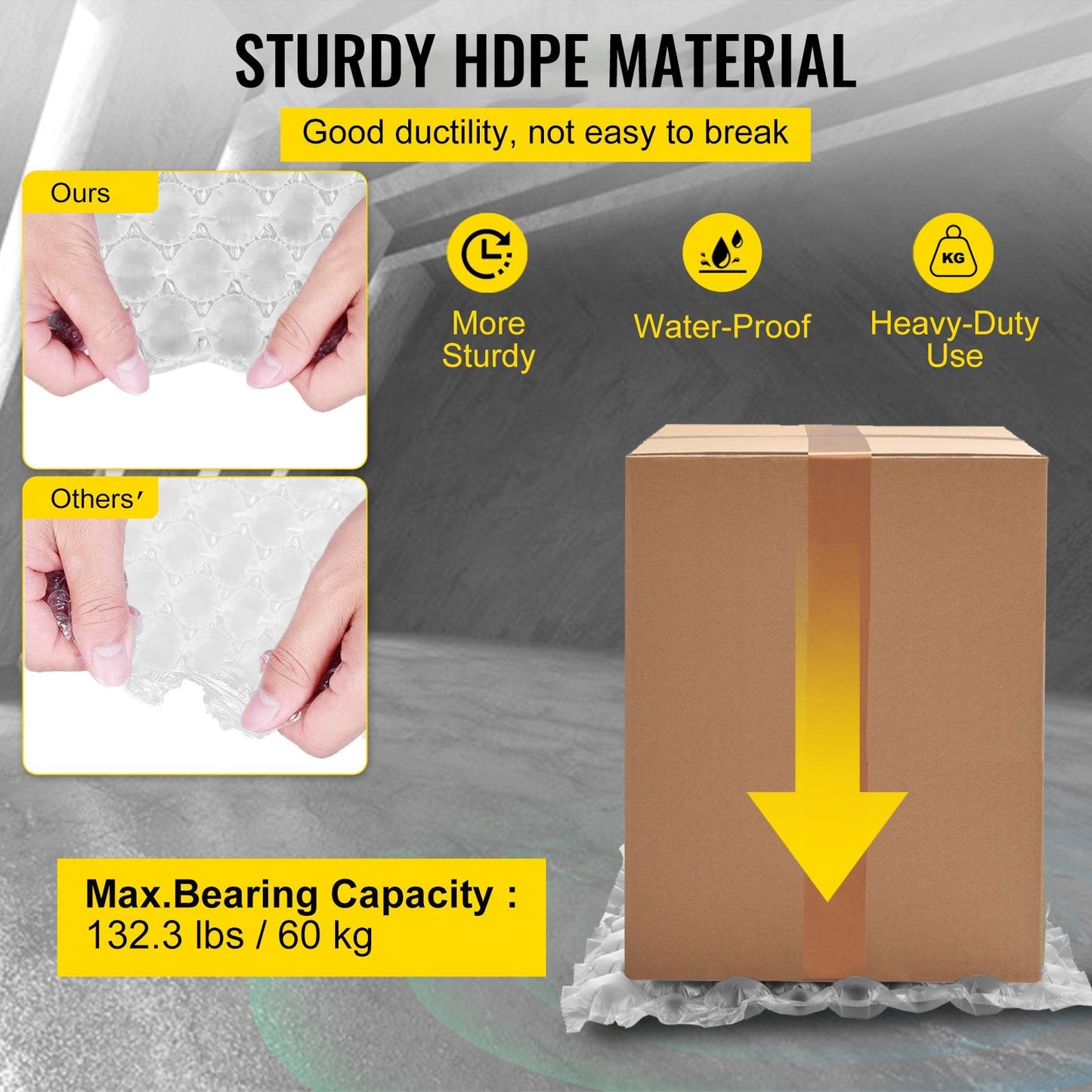 Air Pillow Bubble Bags Film Roll, 300m x 0.4m, 60kg Capacity, HDPE Material