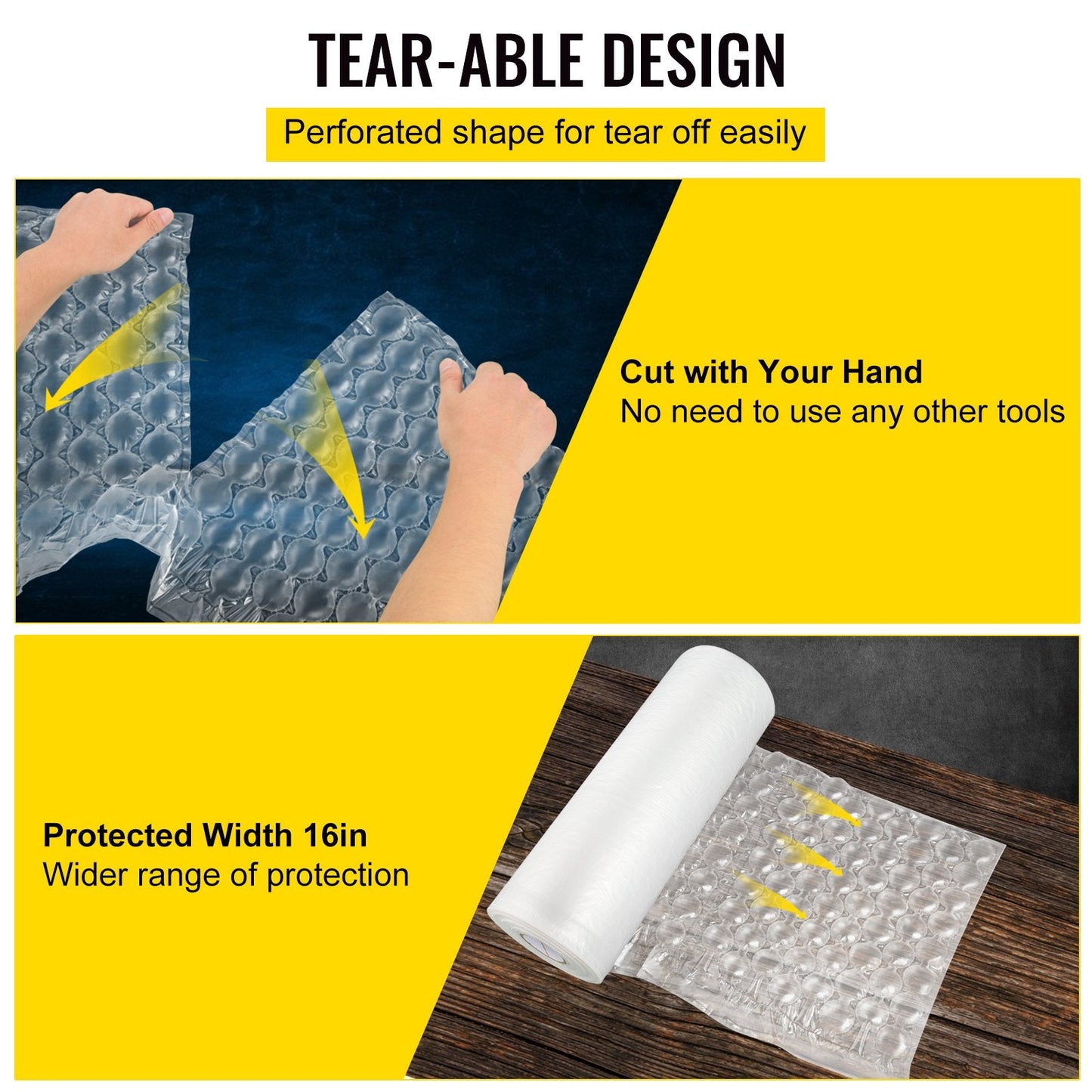 Air Pillow Bubble Bags Film Roll, 300m x 0.4m, 60kg Capacity, HDPE Material