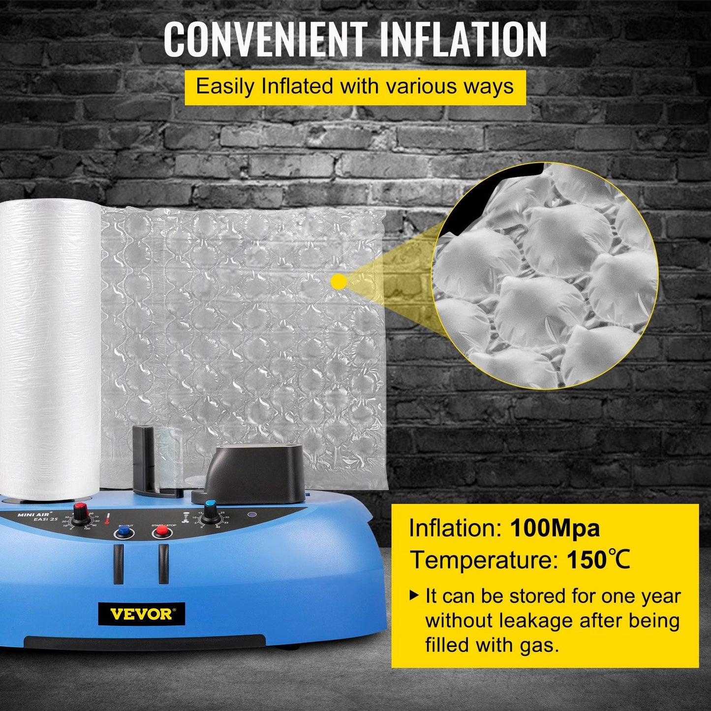 Air Pillow Bubble Bags Film Roll, 300m x 0.4m, 60kg Capacity, HDPE Material