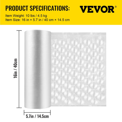 Air Pillow Bubble Bags Film Roll, 300m x 0.4m, 60kg Capacity, HDPE Material
