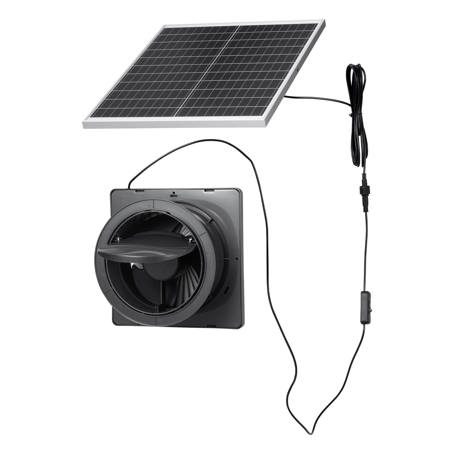 Solar Powered Fan, 25W Solar Panel with 220 CFM Airflow, Adjustable Panel Angle, 2030 RPM High-Speed, Flexible Install, Fast Air Exchange for Greenhouse, Grow Tents, Chicken Coops, Shelters