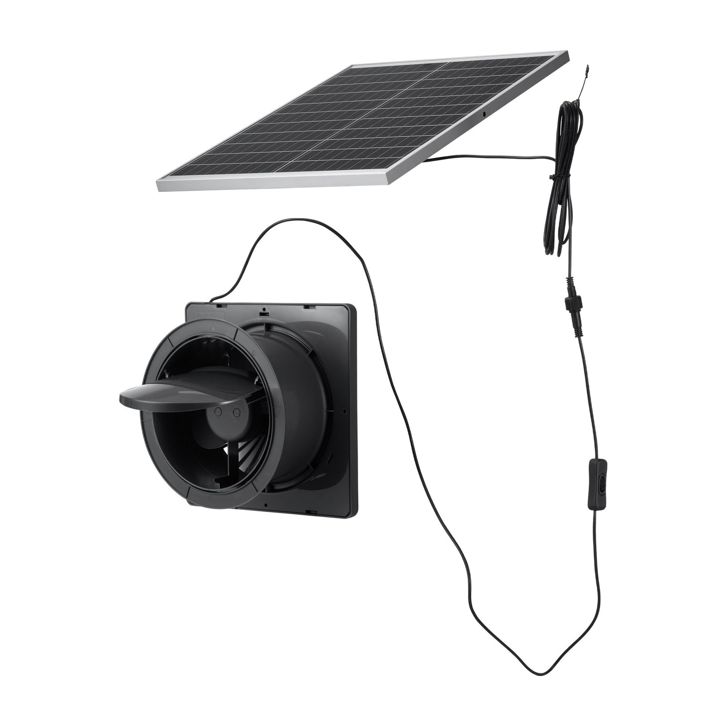 Solar Powered Fan, 25W Solar Panel with 220 CFM Airflow, Adjustable Panel Angle, 2030 RPM High-Speed, Flexible Install, Fast Air Exchange for Greenhouse, Grow Tents, Chicken Coops, Shelters
