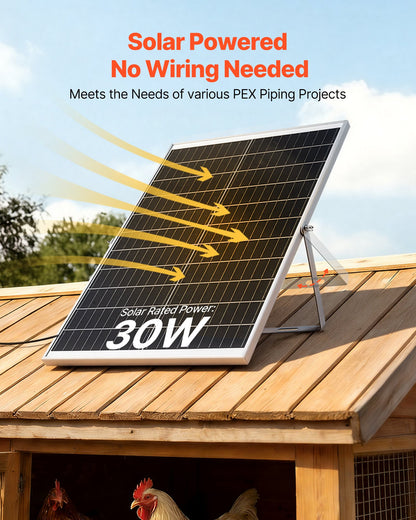 Solar Powered Fan, 30W Solar Panel with 2 Fans, Adjustable Solar Panel Angle, 2668 RPM High-Speed, Flexible Installation, Fast Air Exchange for Greenhouse, Grow Tents, Chicken Coops, Shelters