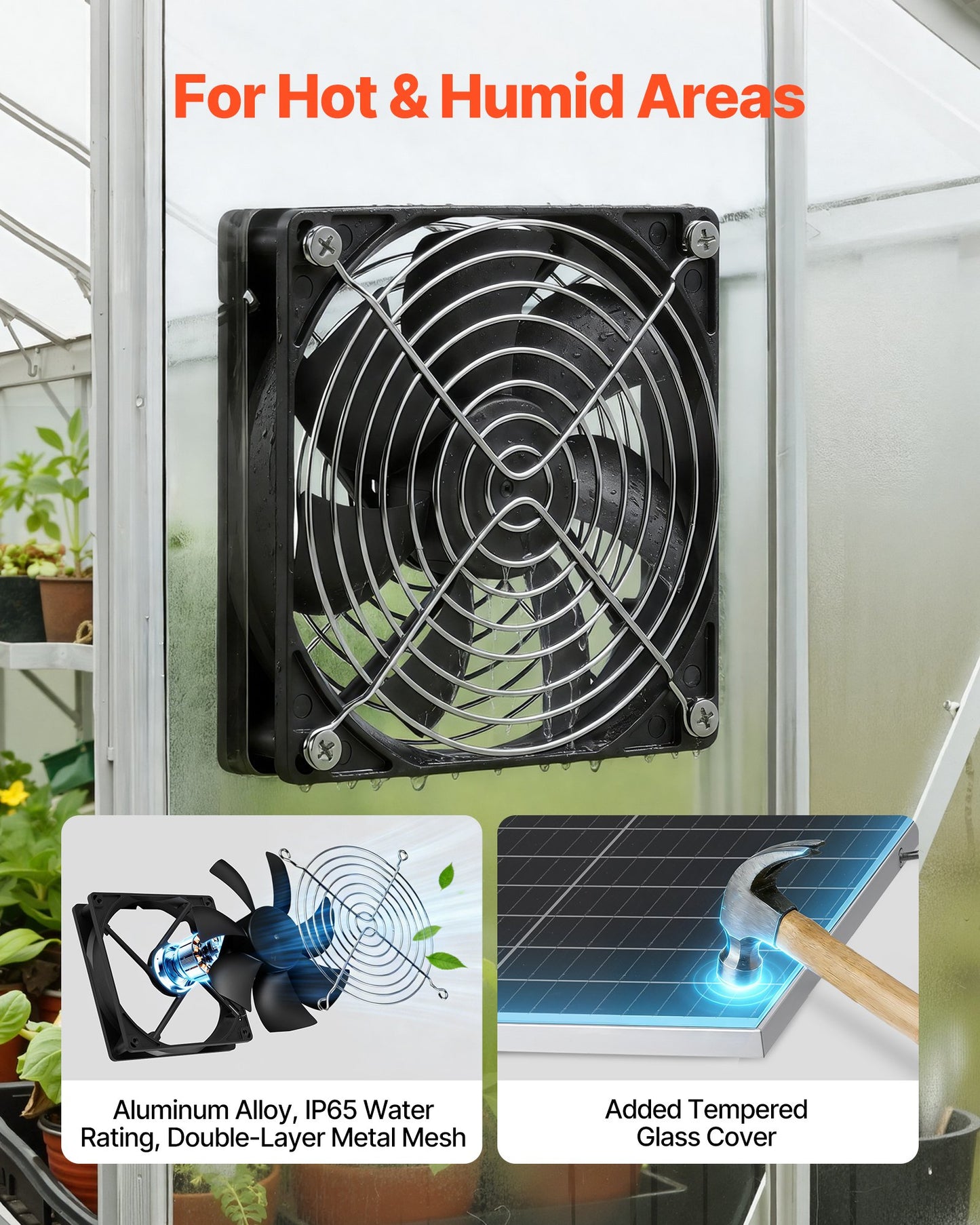 Solar Powered Fan, 30W Solar Panel with 2 Fans, Adjustable Solar Panel Angle, 2668 RPM High-Speed, Flexible Installation, Fast Air Exchange for Greenhouse, Grow Tents, Chicken Coops, Shelters
