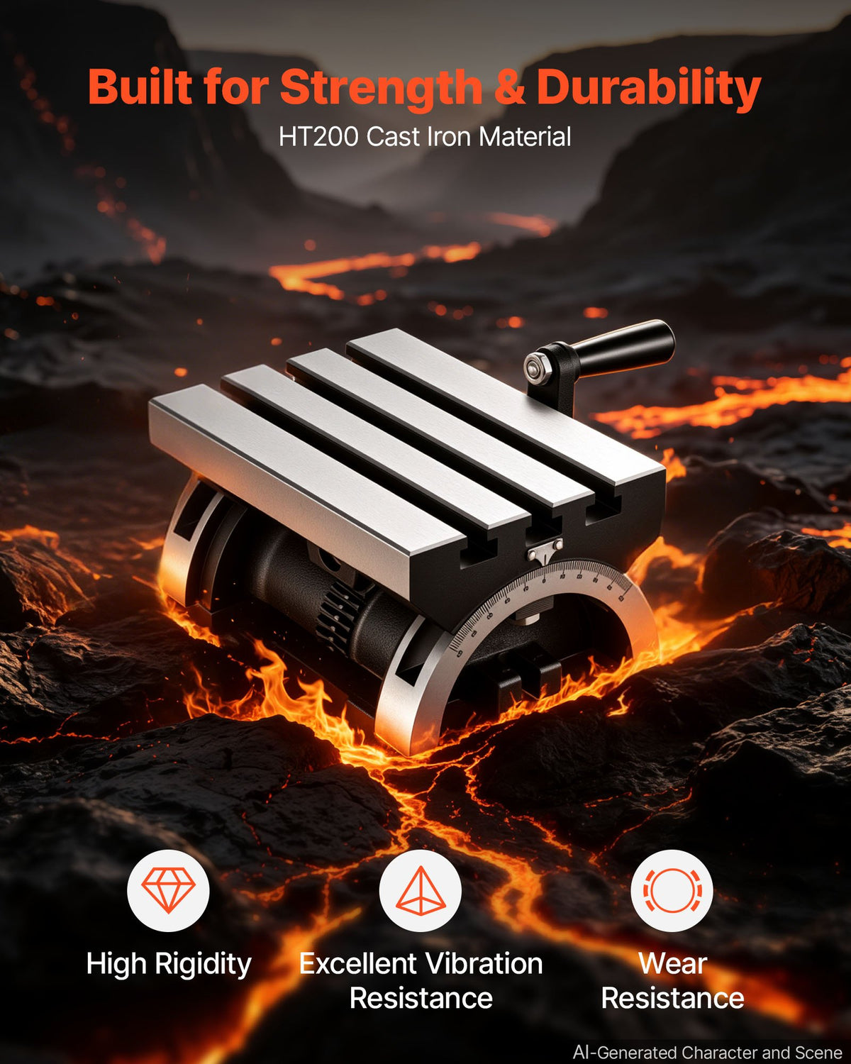 Rotary Table 178 x 127 mm Tilting Milling Table Heavy Duty Cast Iron, Robust & Durable, with 0-45 Degree Left & Right Adjustable, Worm Gear, Precision Scale, for Milling Machine, Drill Press