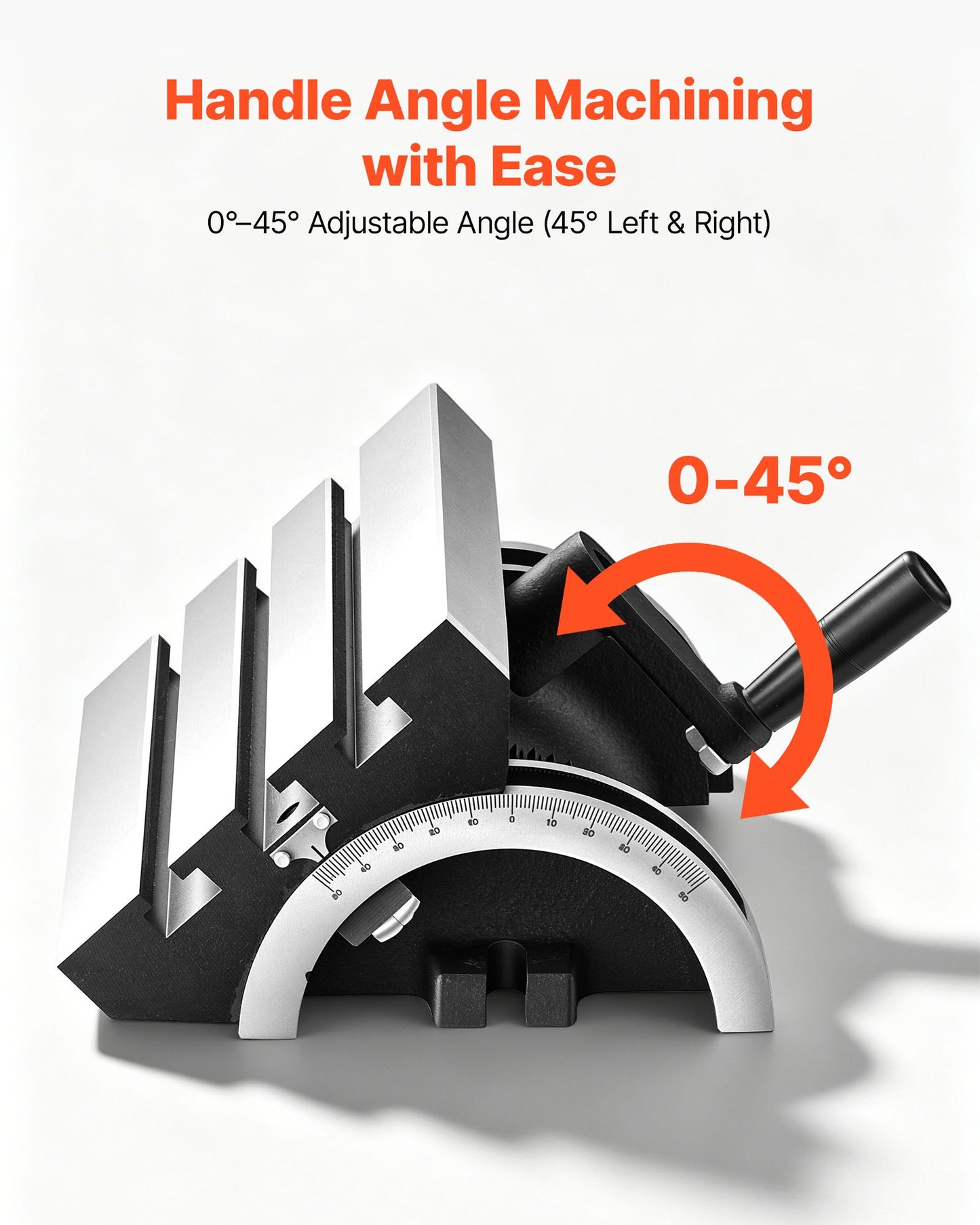 Rotary Table 178 x 127 mm Tilting Milling Table Heavy Duty Cast Iron, Robust & Durable, with 0-45 Degree Left & Right Adjustable, Worm Gear, Precision Scale, for Milling Machine, Drill Press