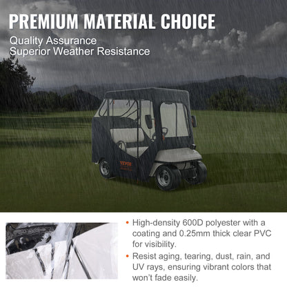 VEVOR Golf Cart Enclosure, 600D Polyester Driving Enclosure with 4-Sided Transparent