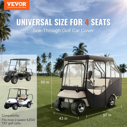 VEVOR Golf Cart Enclosure, 420D Polyester Driving Enclosure with 4-Sided Transparent