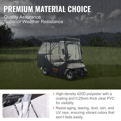 Golf Cart Cover, 4-Sided Transparent Windows, 4-Passenger, Sunproof & Dustproof