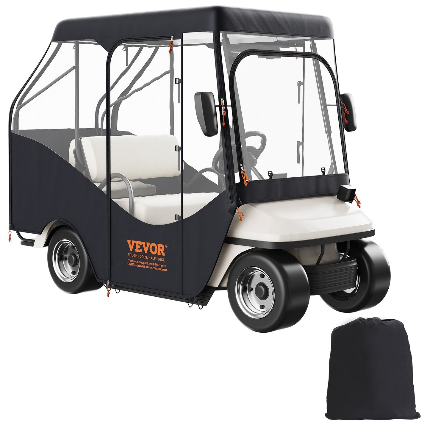 VEVOR Golf Cart Enclosure, 600D Polyester Driving Enclosure with 4-Sided Transparent