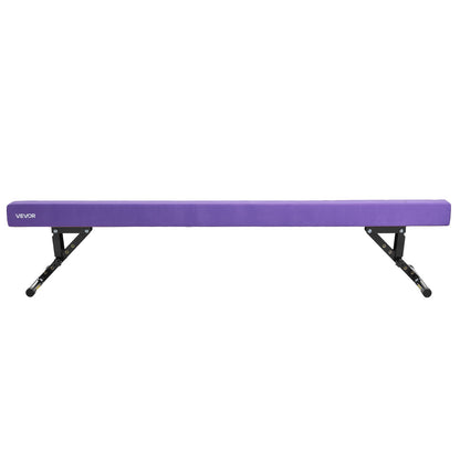 Adjustable Balane Beam for Kids, 8FT Gymnastics Beam, High and Low Floor Beams of 5 Adjustable Heights for All Gymnastic Levels, Professional Gymnastic Equipment for Home and Gym Center, Purple