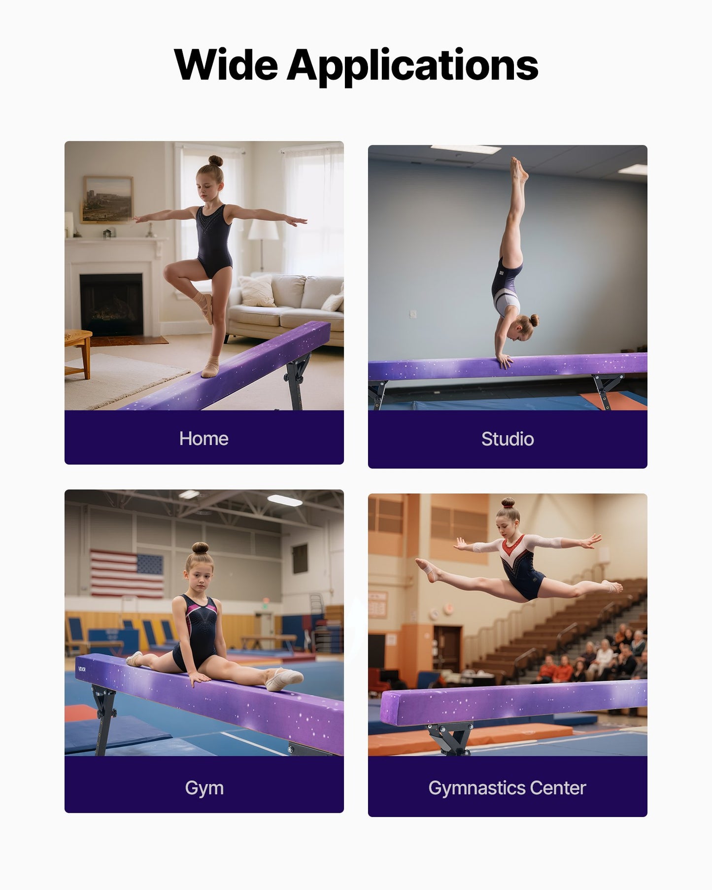 Adjustable Balane Beam for Kids, 8FT Gymnastics Beam, High and Low Floor Beams of 5 Adjustable Heights for All Gymnastic Levels, Professional Gymnastic Equipment for Home and Gym Center, Galaxy