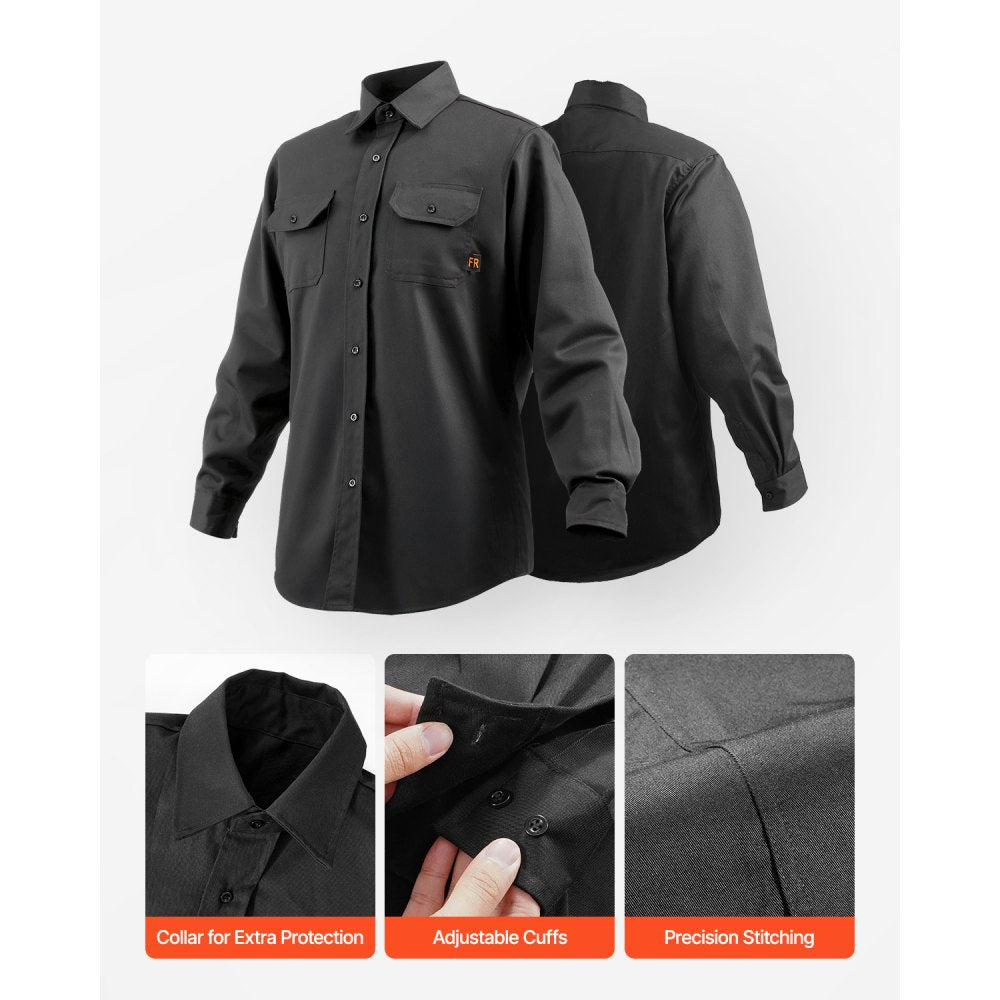 Flame-Resistant Welding Jacket L Size 7oz FR Cotton Welding Safety Jacket