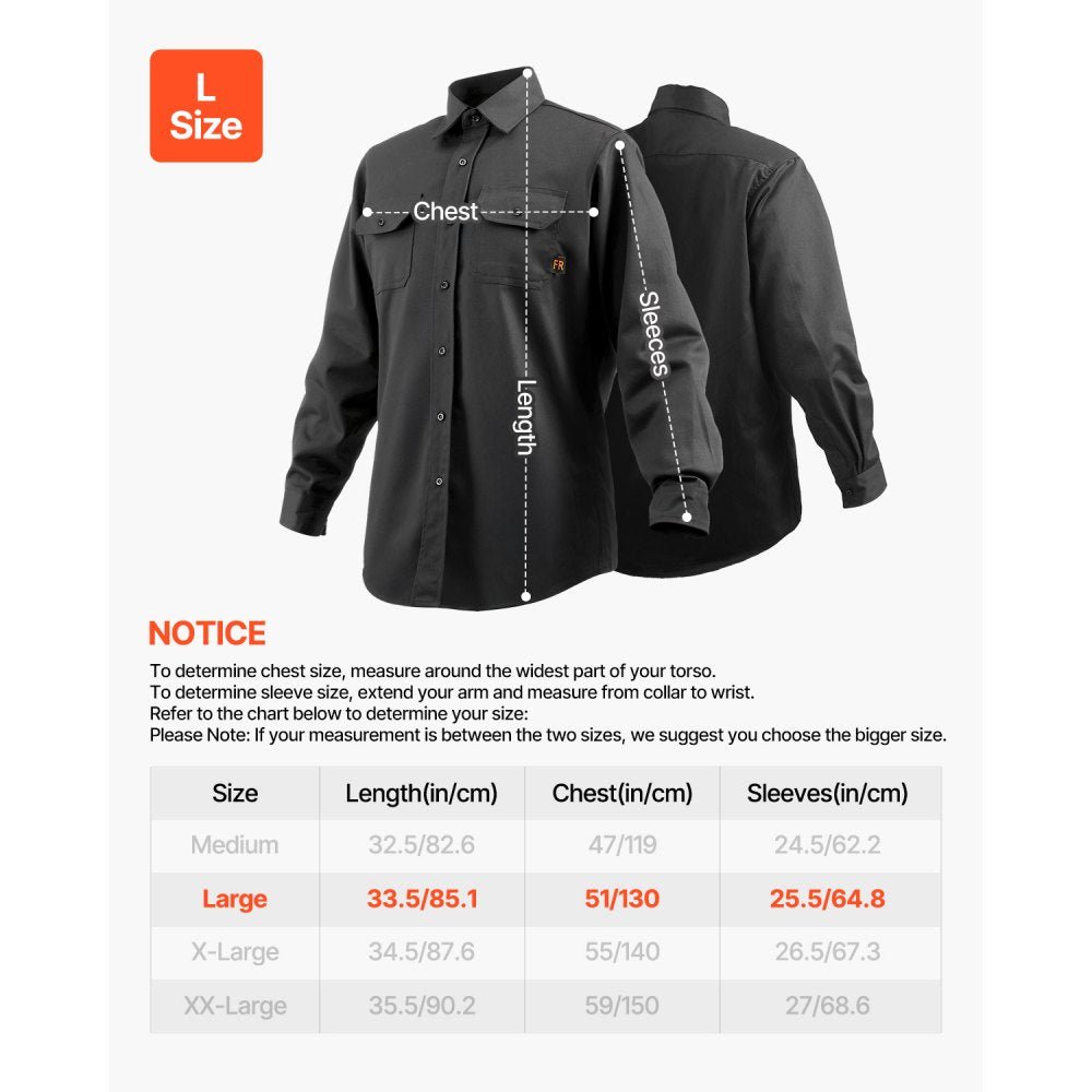 Flame-Resistant Welding Jacket L Size 7oz FR Cotton Welding Safety Jacket