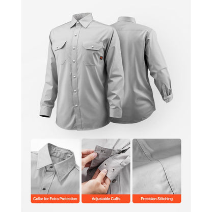 VEVOR Flame-Resistant Welding Jacket 7oz FR Cotton Welding Safety Jacket L Size