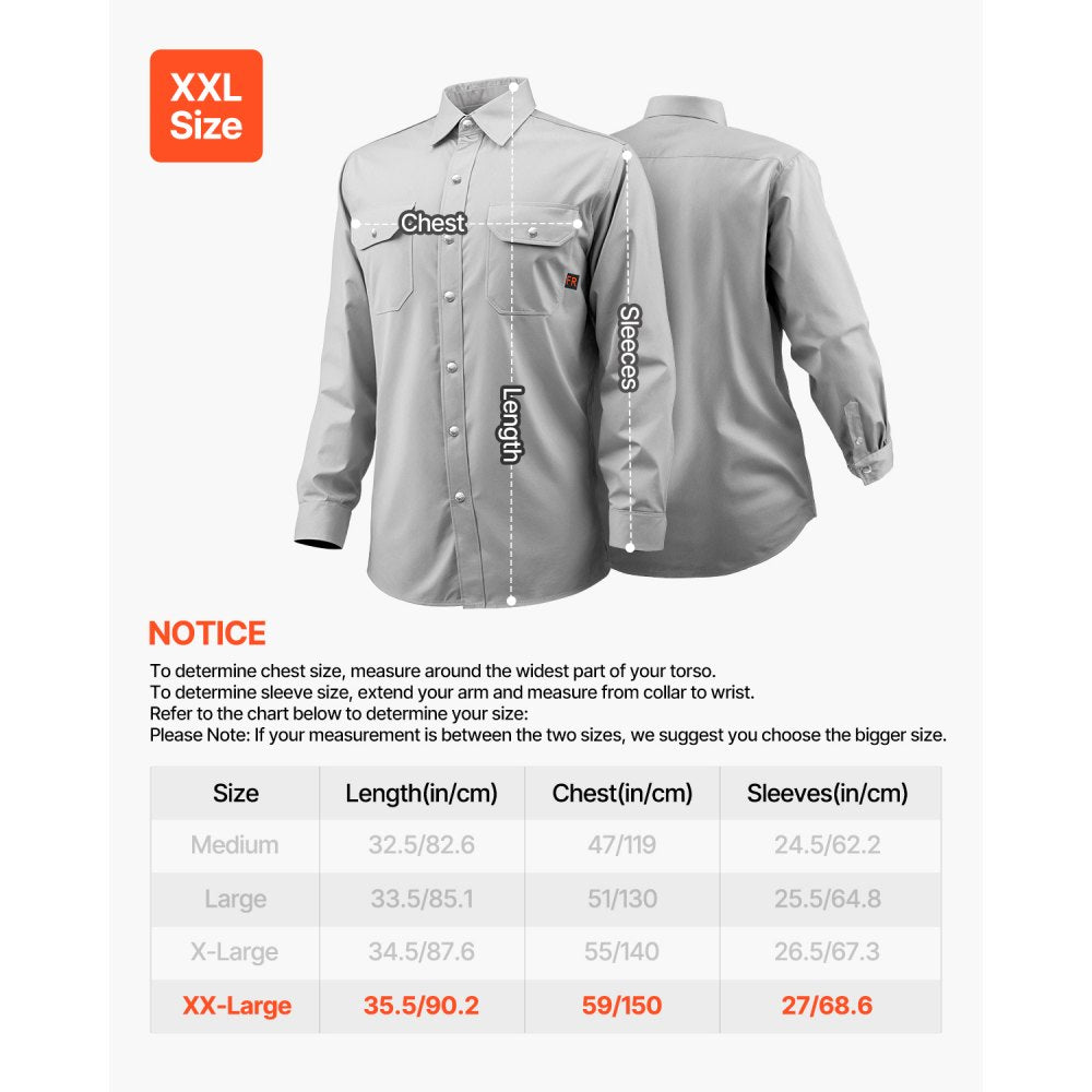 VEVOR Flame-Resistant Welding Jacket 7oz Cotton Welding Safety Jacket XXL Size