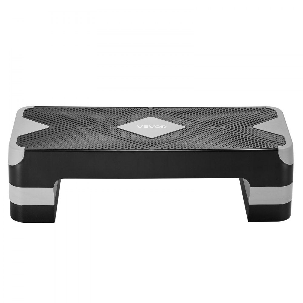 VEVOR Aerobic Exercise Step Platform Adjustable Workout Stepper 4 Riser Gray