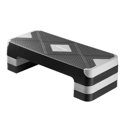 VEVOR Aerobic Exercise Step Platform Adjustable Workout Stepper 4 Riser Gray