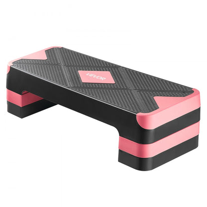 VEVOR Aerobic Exercise Step Platform Adjustable Workout Stepper 4 Riser Red