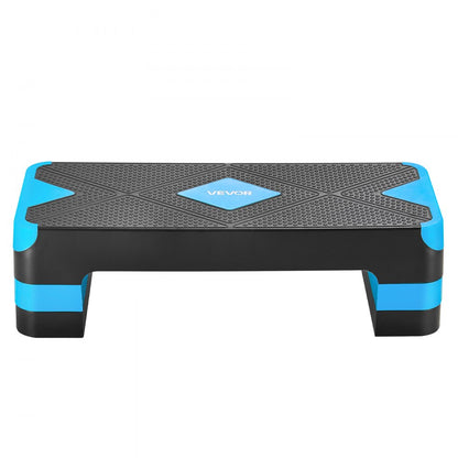 VEVOR Aerobic Exercise Step Platform Adjustable Workout Stepper 4 Riser Blue