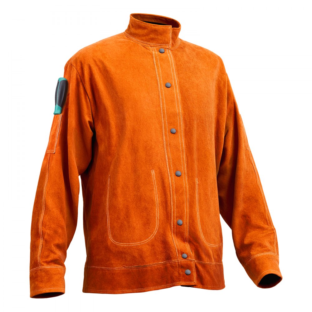 VEVOR Flame-Resistant Welding Jacket Heavy Duty Leather Welding Jacket L Size