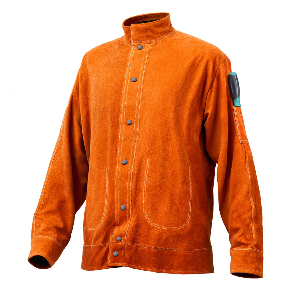 VEVOR Flame-Resistant Welding Jacket Heavy Duty Leather Welding Jacket XL Size