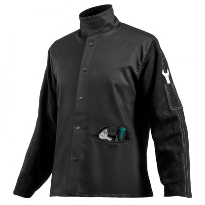 VEVOR FR Welding Jacket L Size Heavy Duty Cowhide Leather & 9oz FR Cotton