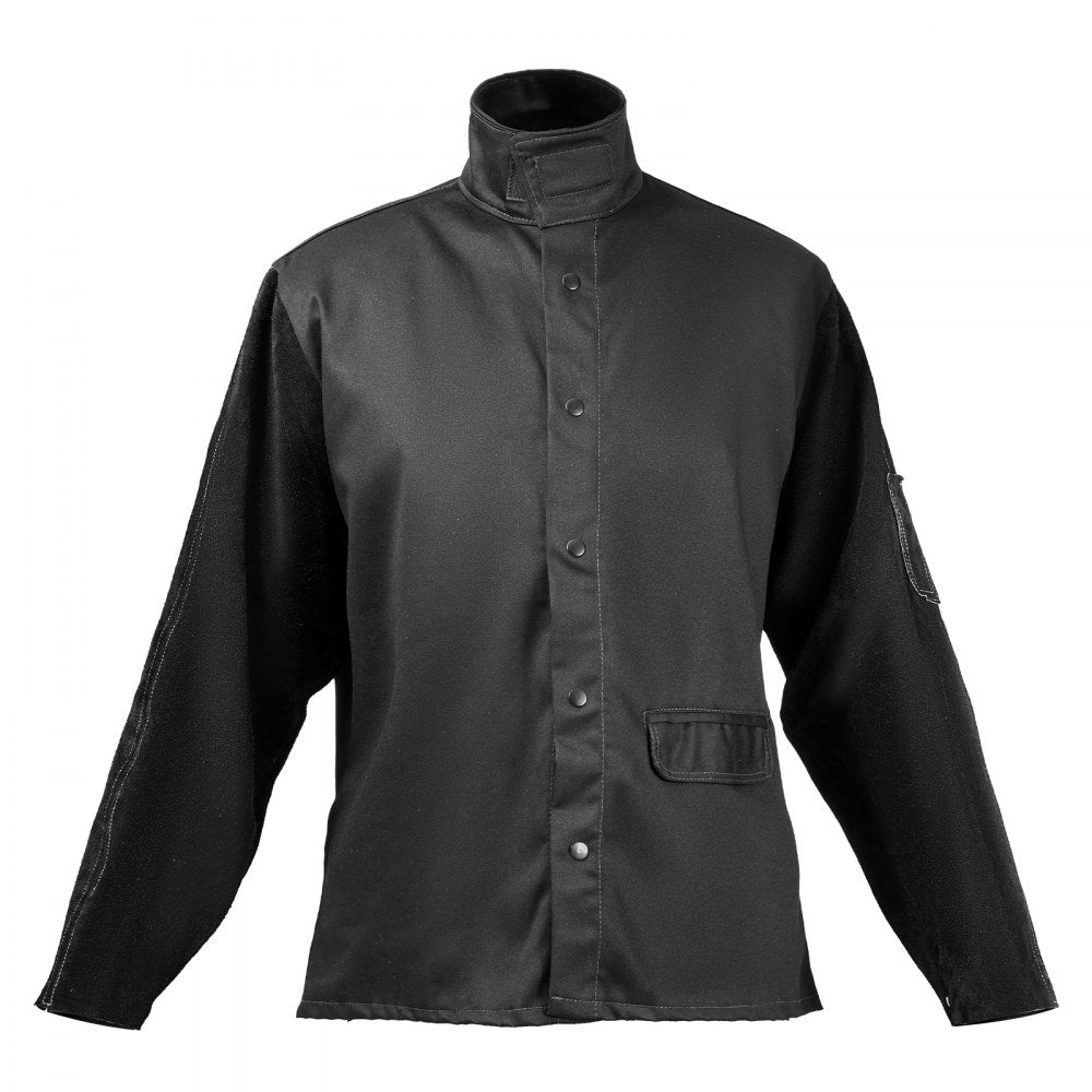 VEVOR FR Welding Jacket L Size Heavy Duty Cowhide Leather & 9oz FR Cotton