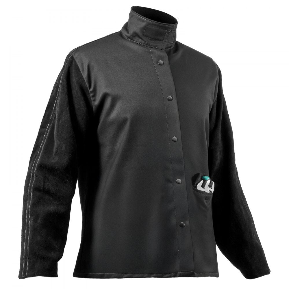 VEVOR FR Welding Jacket XL Size Heavy Duty Cowhide Leather & 9oz FR Cotton