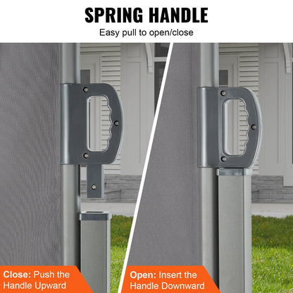 Outdoor Retractable Privacy Screen, 2x3m Polyester Awning, UV Resistant, Gray