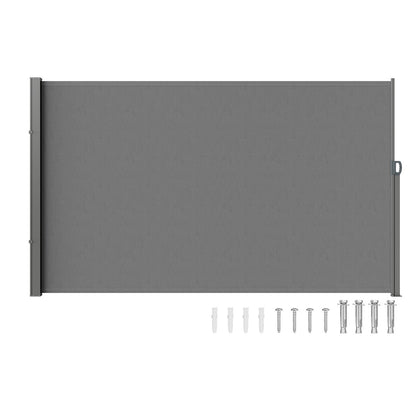 Outdoor Retractable Privacy Screen, 2x3m Polyester Awning, UV Resistant, Gray